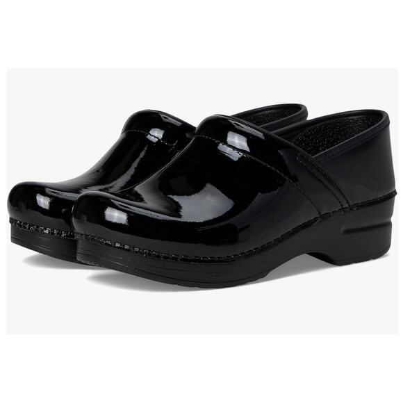 Dansko Professional Patent Clogs Black Leather Size 38 EU 7.5-8 US NIB Nurses - Picture 1 of 15